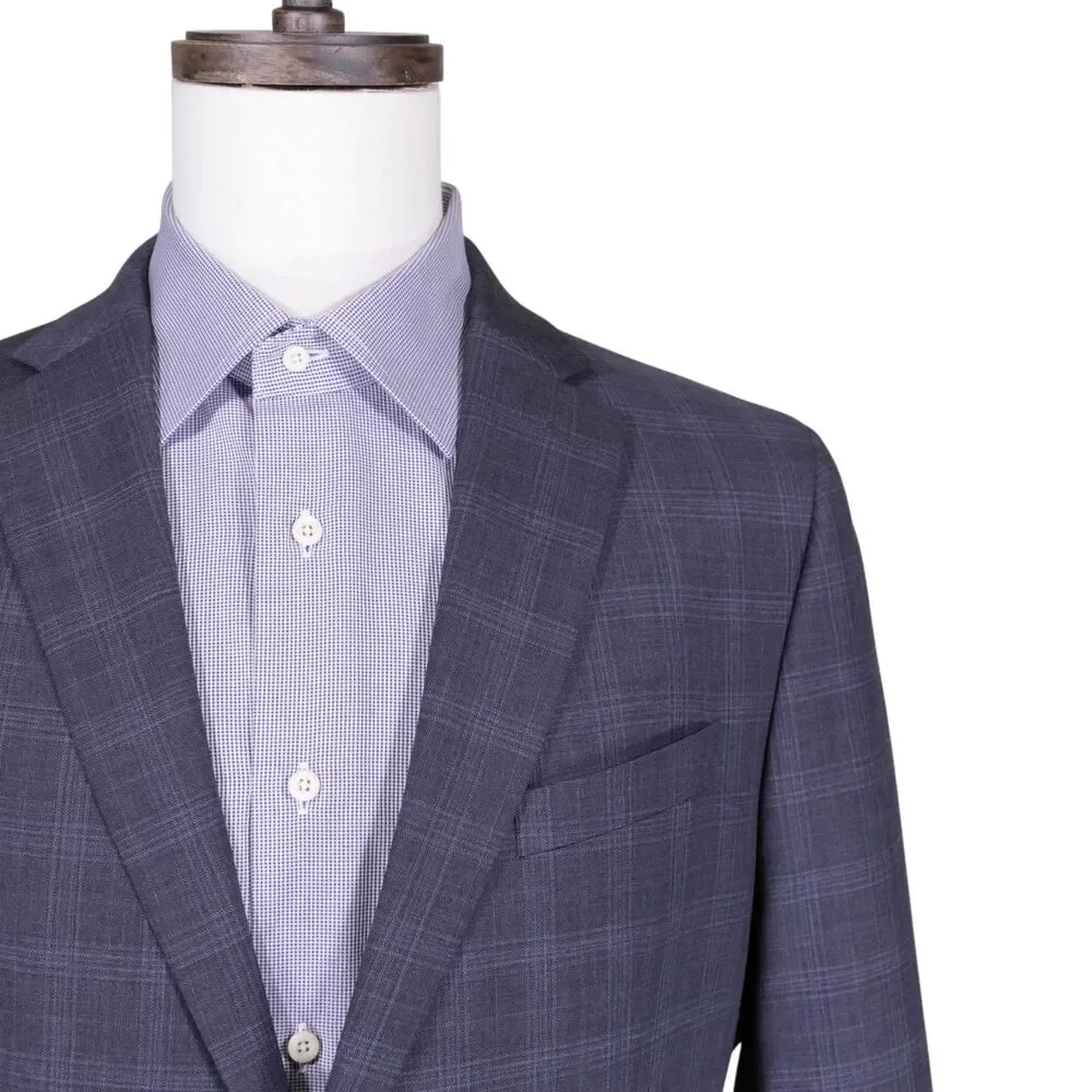 Banana Republic Sport Coat Blazer Mens 42R Tailored Fit Blue Plaid Two Button